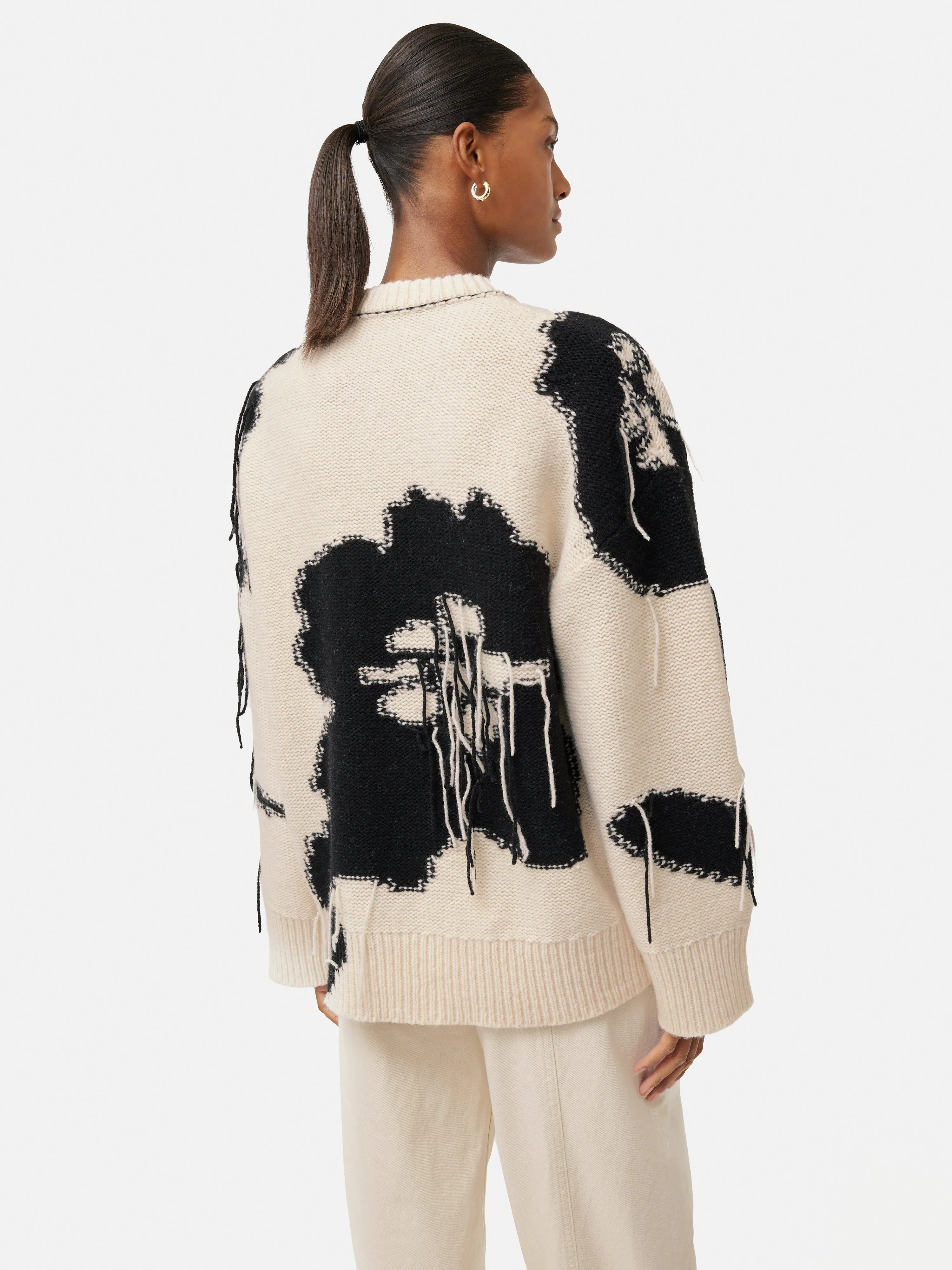 Floral Intarsia Jumper | Monochrome