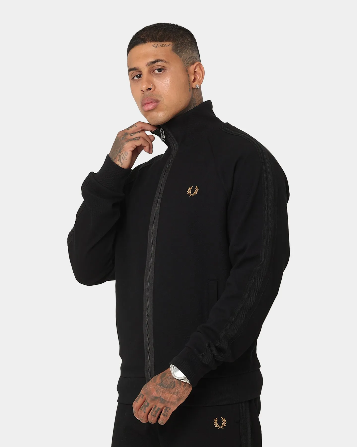 Fred Perry Knitted Tape Track Jacket Black