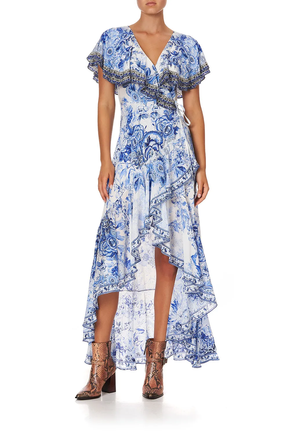 FRILL SLEEVE LONG DRESS HIGH TEA