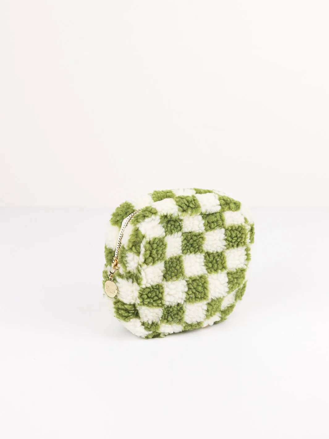 Green Check Teddy Pouch