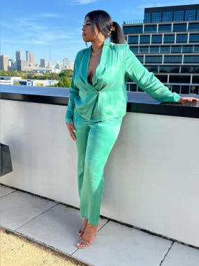 Green Silk Blazer