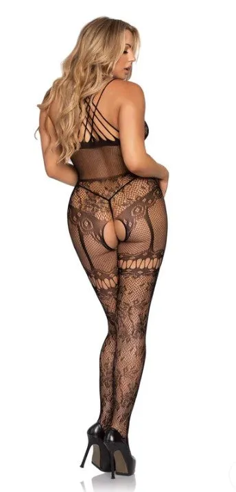 Hot Nights Lace Bodystocking- O/S (Black)