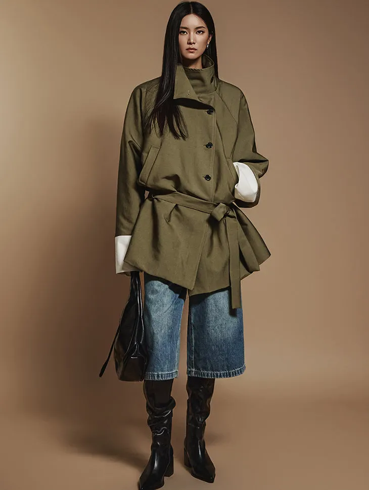 J2412 Turtleneck Trench With Belt