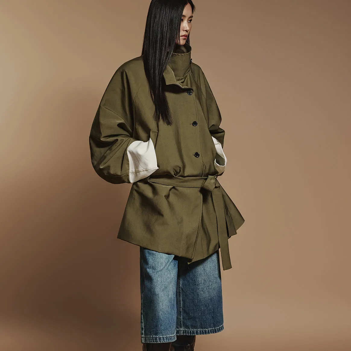 J2412 Turtleneck Trench With Belt