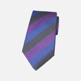 JZ Richards Purple, Blue, Gray Striped Silk Tie