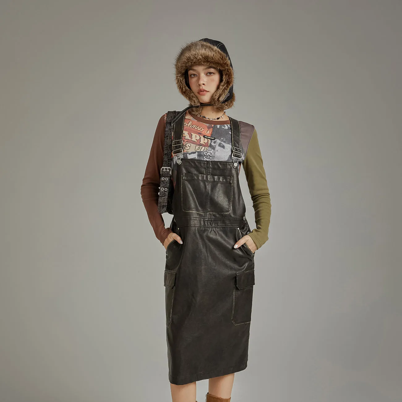 Leather Overall Dress