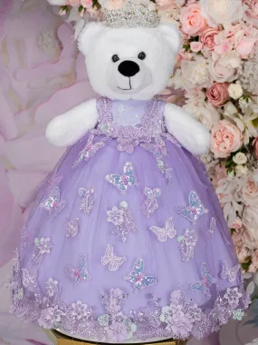 Lilac with butterflies teddy bear for quinceanera