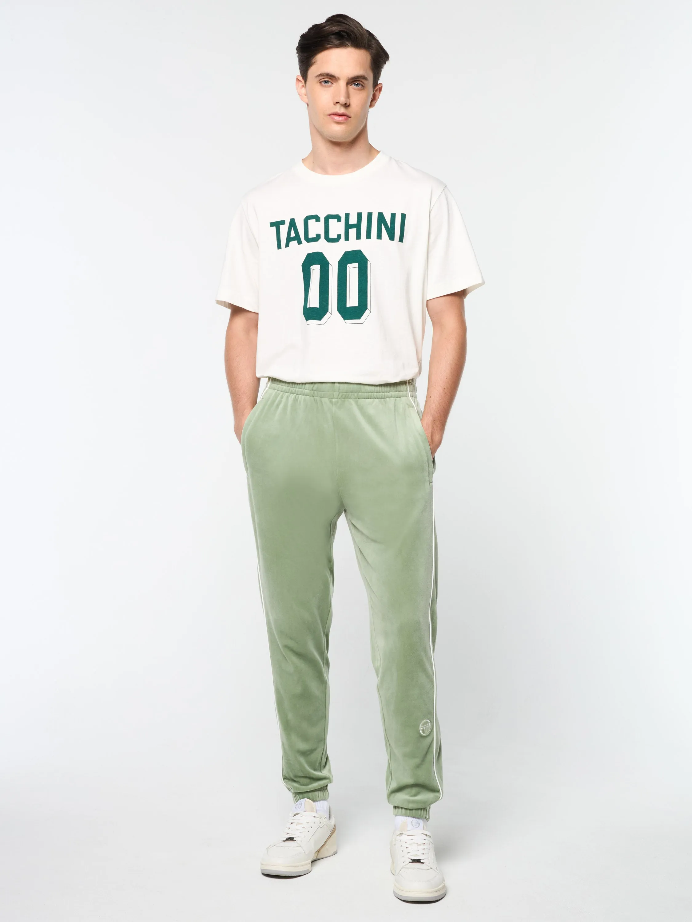 Lioni Velour Track Pant- Hedge Green