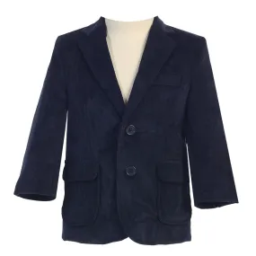 Little Boys Navy Two Button Corduroy Easter Blazer 18-24M