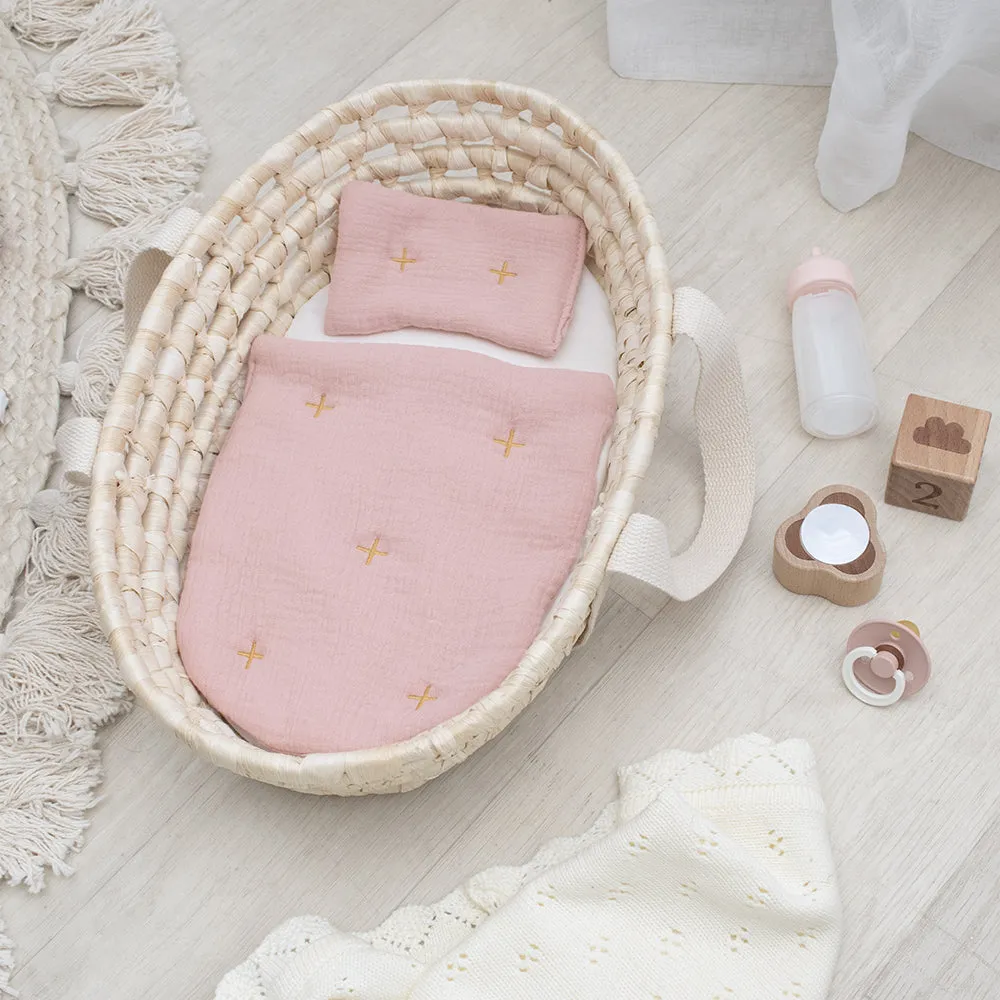 Living Textiles My First Doll Moses Basket and Bedding Set Blush (pre-order October)