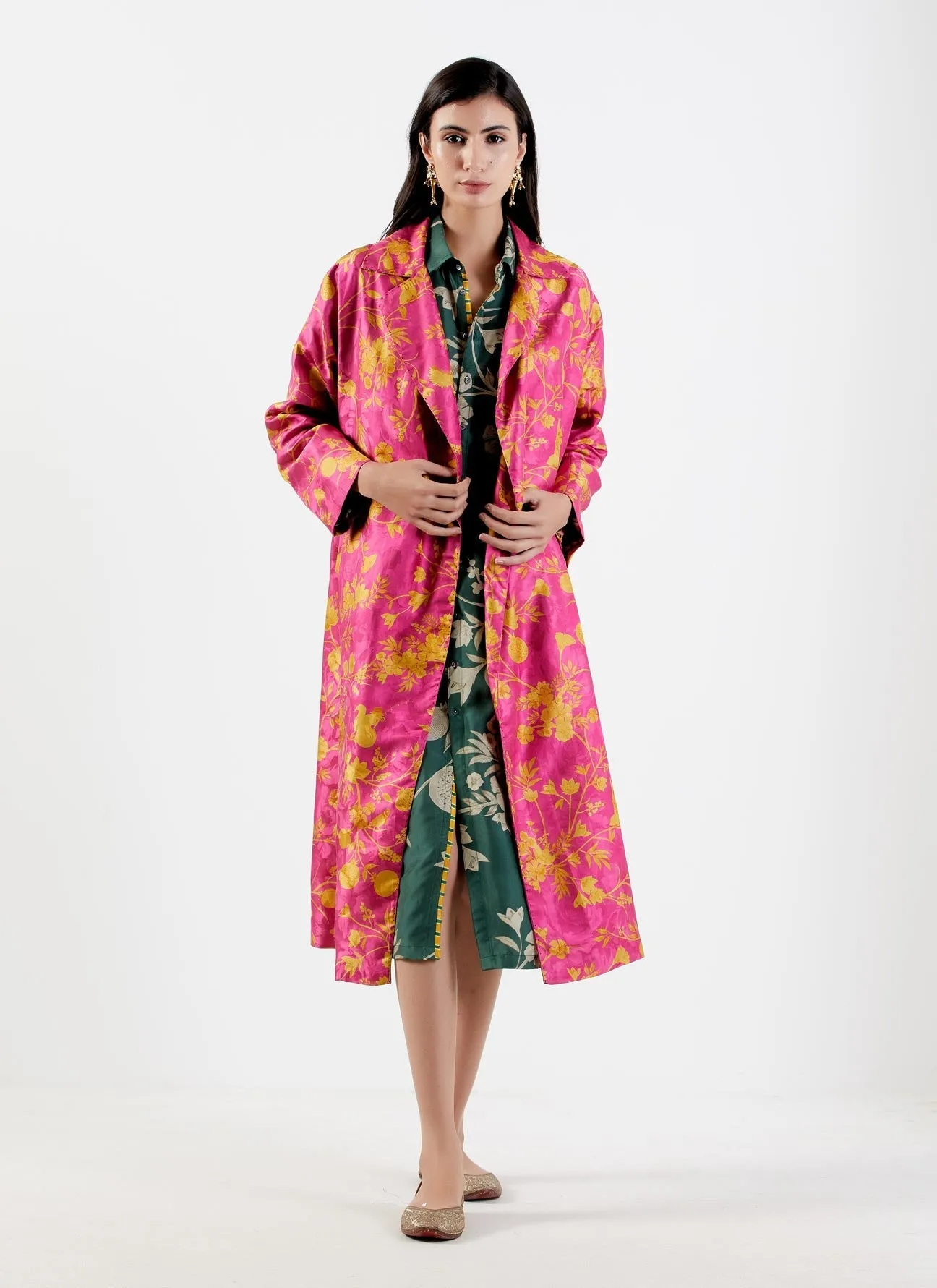 Long Coat Silk Damask Rani