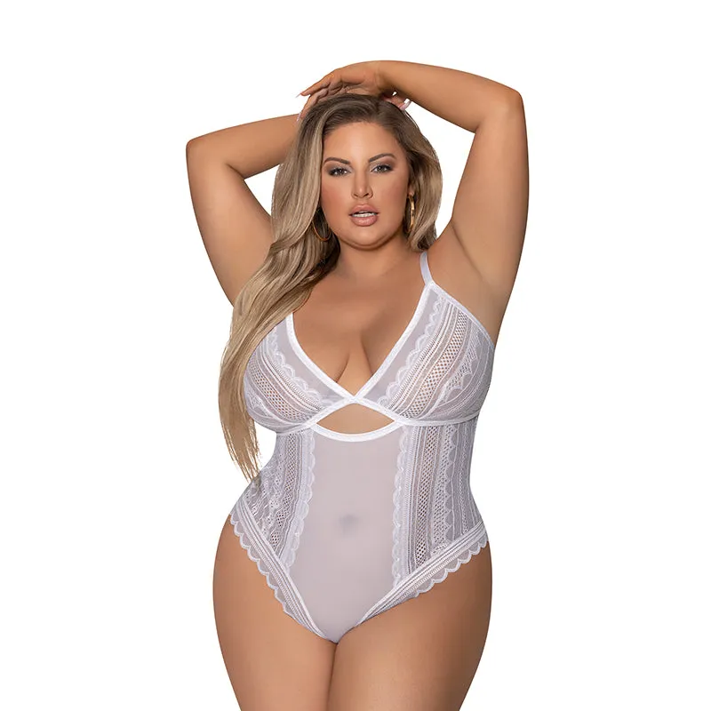 Magic Silk Modern Romance Cheeky Teddy White Queen Size