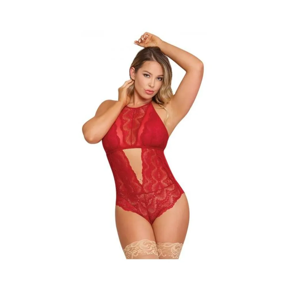 Magic Silk Sugar & Spice Teddy With Snap Crotch Red L/xl