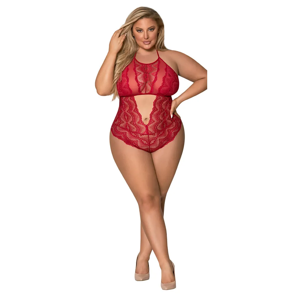 Magic Silk Sugar & Spice Teddy With Snap Crotch Red QUEEN