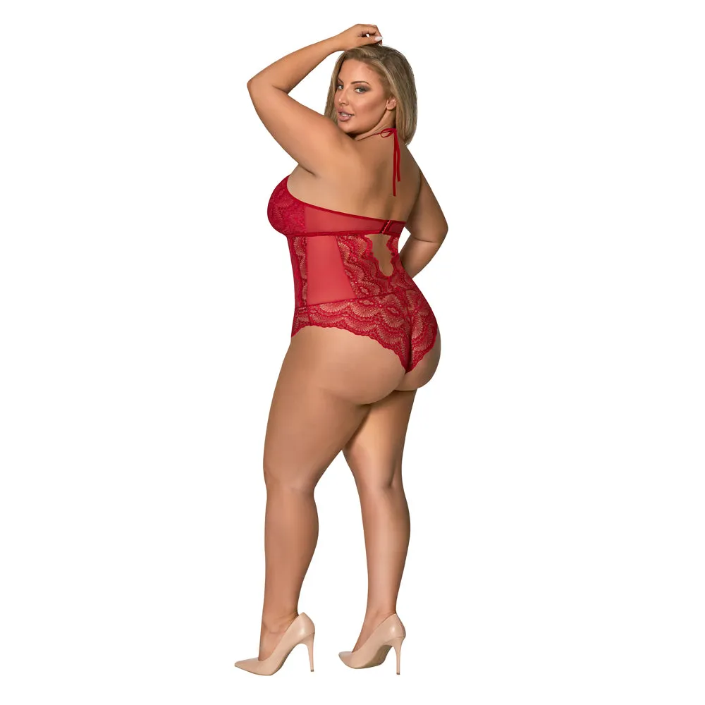 Magic Silk Sugar & Spice Teddy With Snap Crotch Red QUEEN