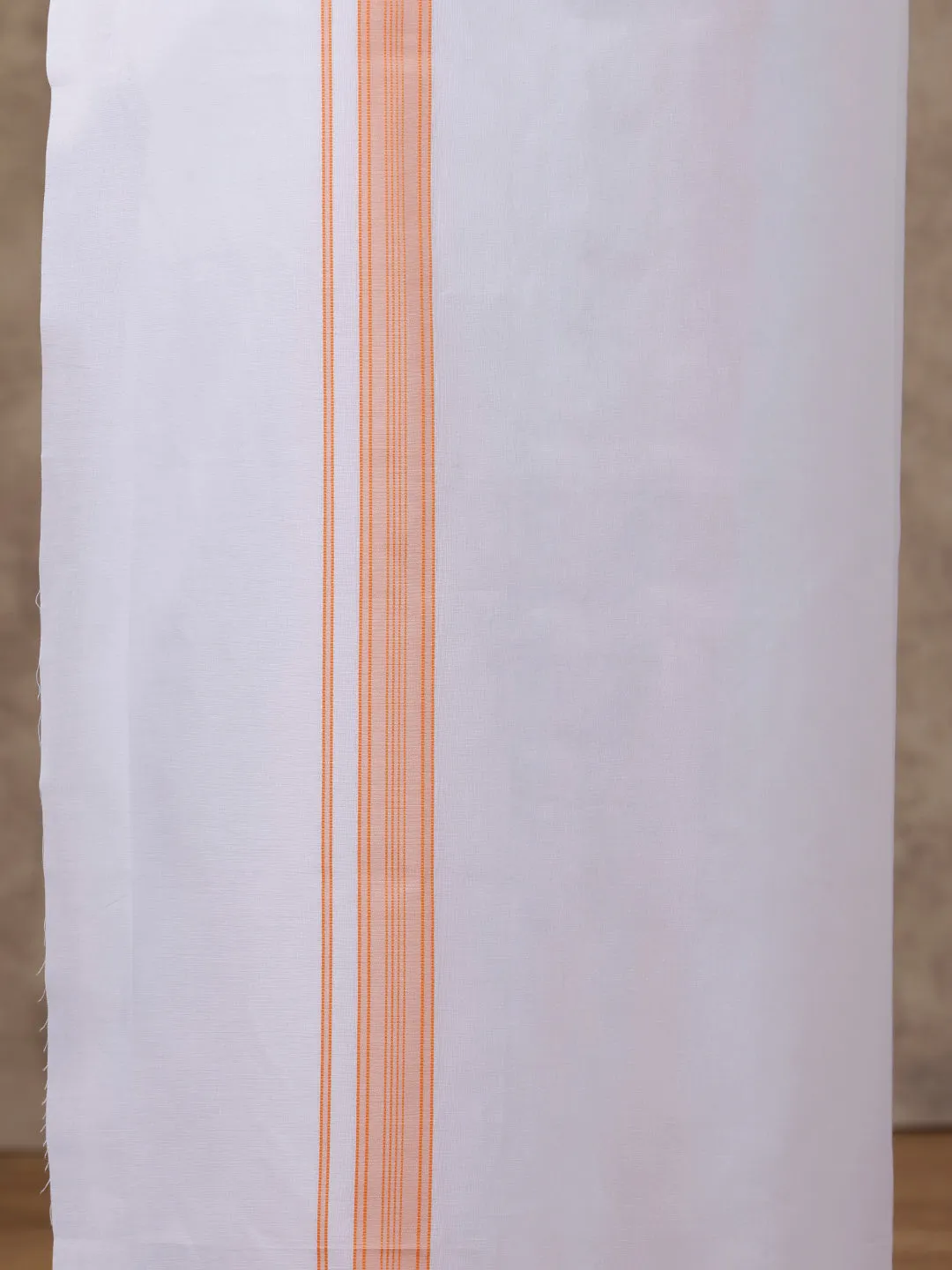 Men Matching Border Dhoti & Shirt Set Half Orange C2