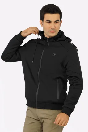 Men Zipper Black Hoodie