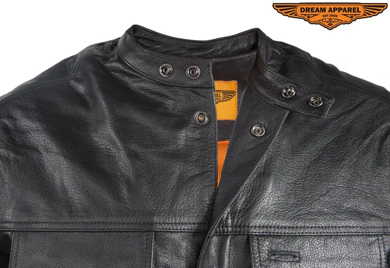 Mens Light Weight Leather Shirt With Short Sleeves