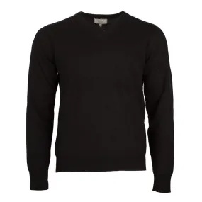 Men's Merino Wool V Neck Jumper Black