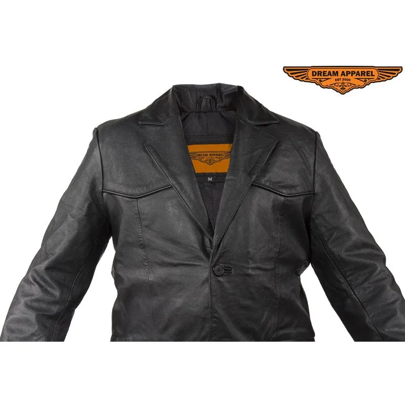 Mens Soft Naked Cowhide Leather Blazer