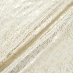 Metallic Gold Geometric Jacquard Ivory Brocade