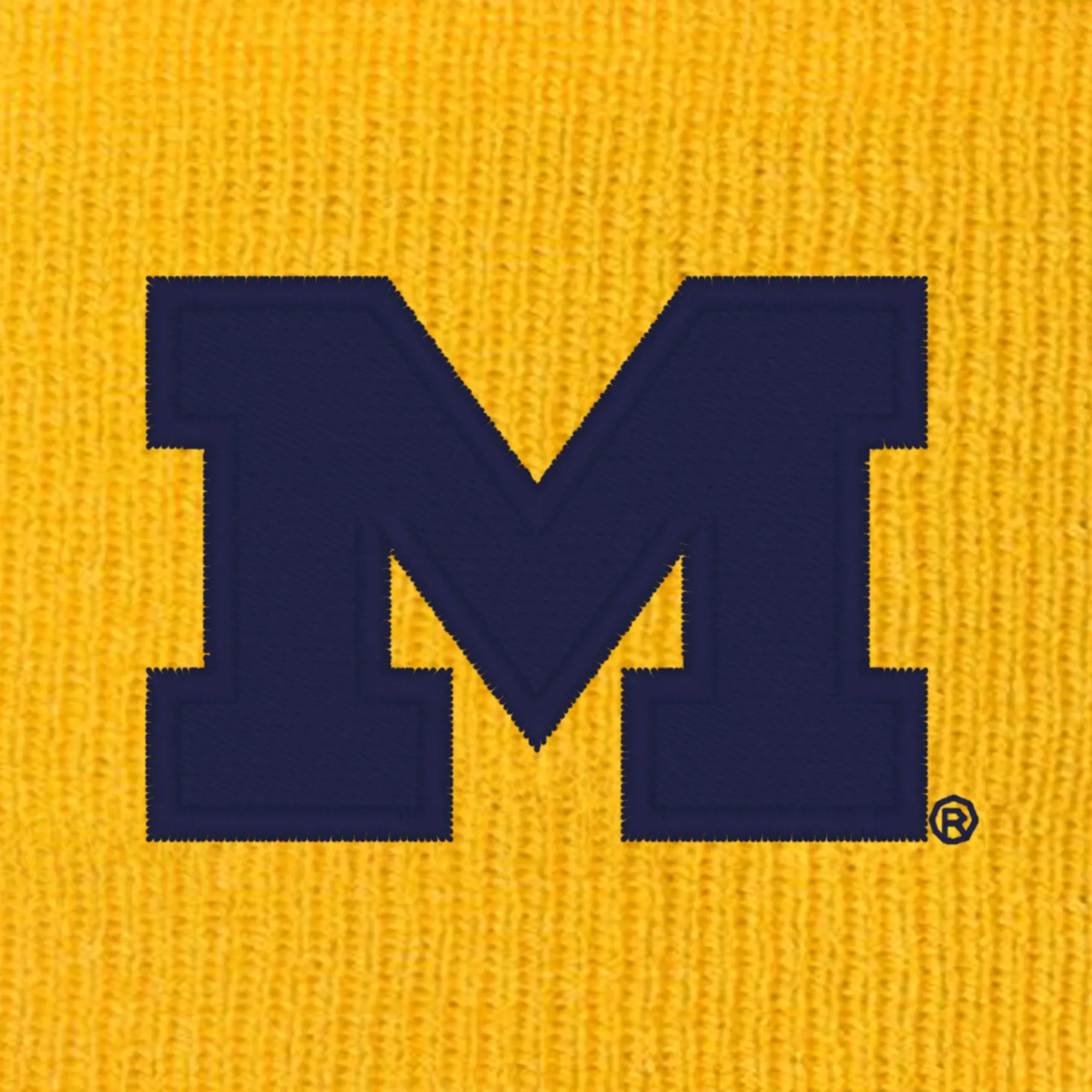 Michigan Primary Pom Pom Cuffed Beanie - Navy/Gold