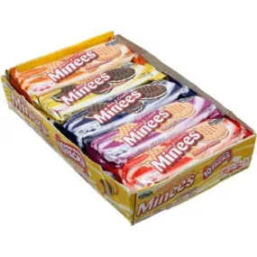 Minees Sandwich Cookies 3 Biscuits, 10 Pack Assorted