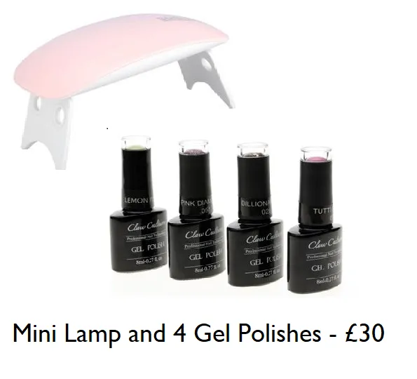 Mini Nail Lamp & 4 Claw Culture Gel Polishes