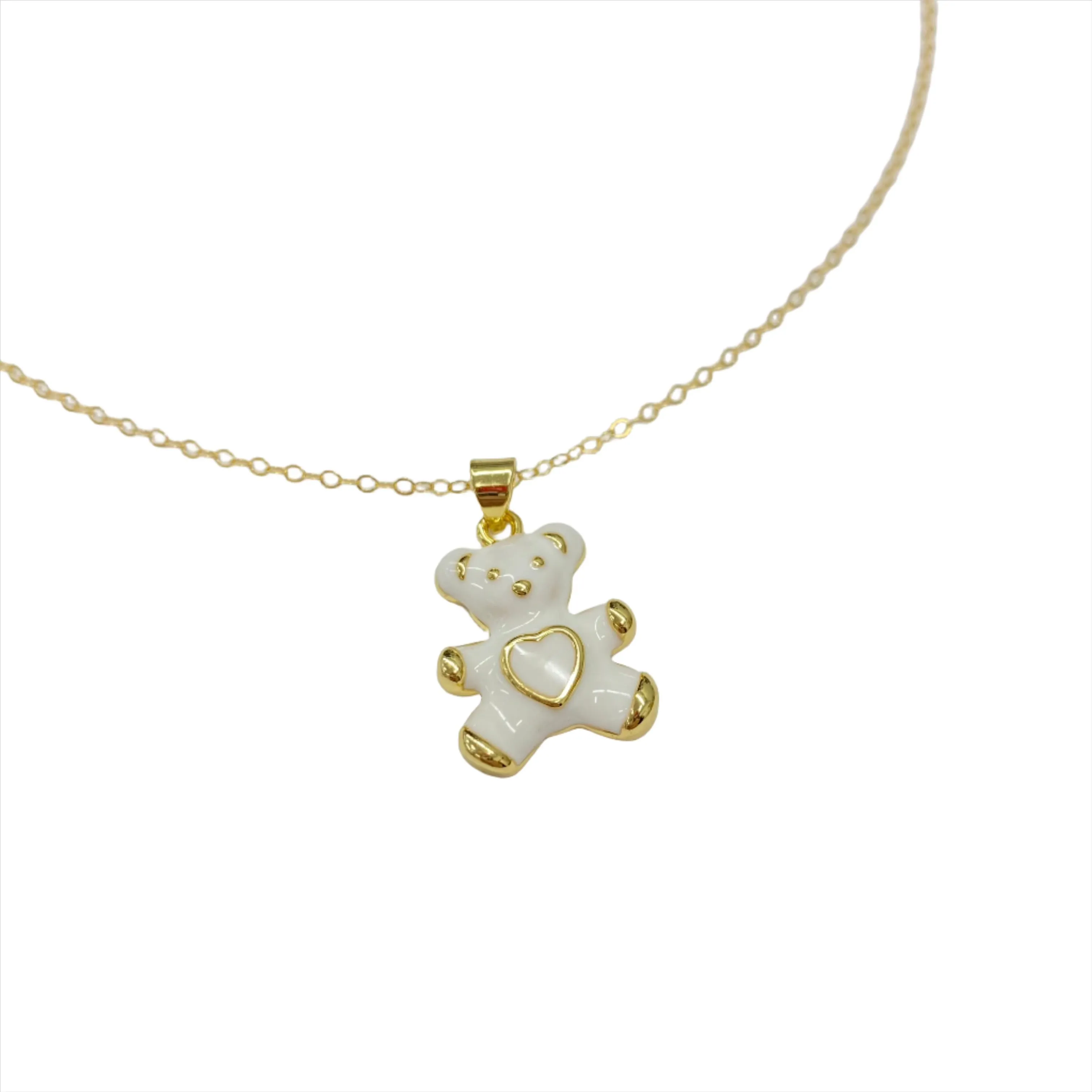 Molly Heart Teddy Bear Necklace | Gold