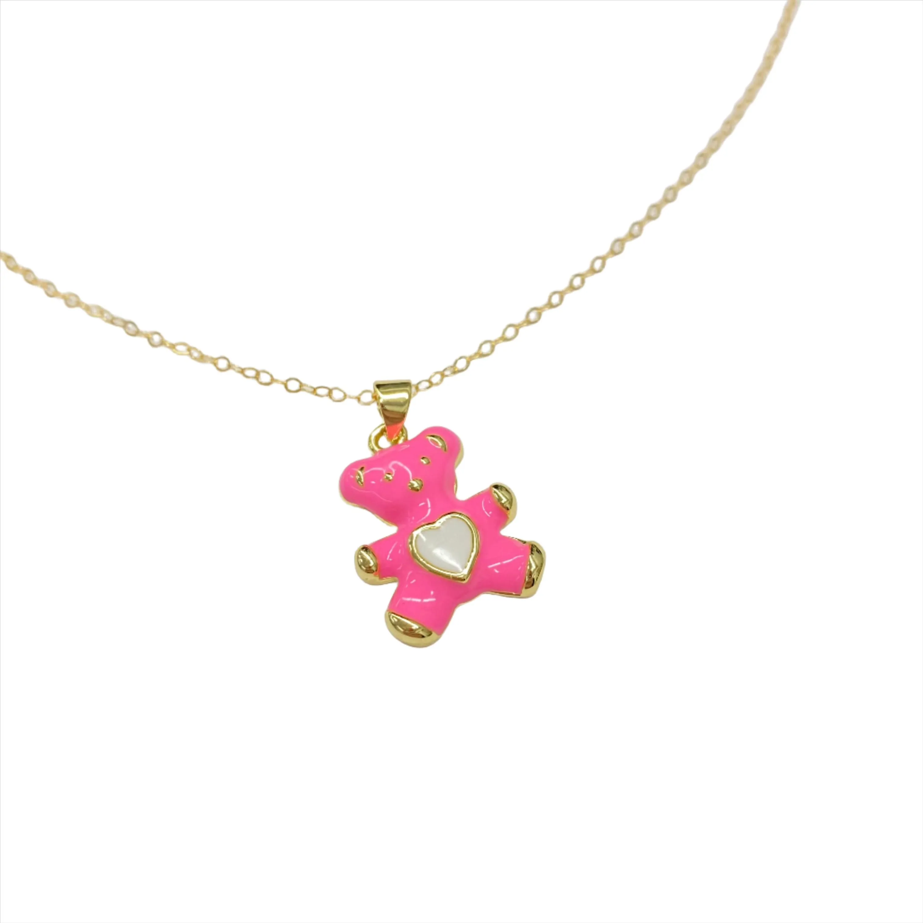 Molly Heart Teddy Bear Necklace | Gold