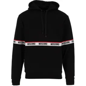 Moschino Branded Taped Chest Black Hoodie