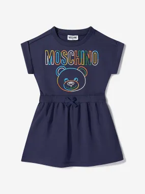 Moschino Girls Cotton Teddy Logo Dress