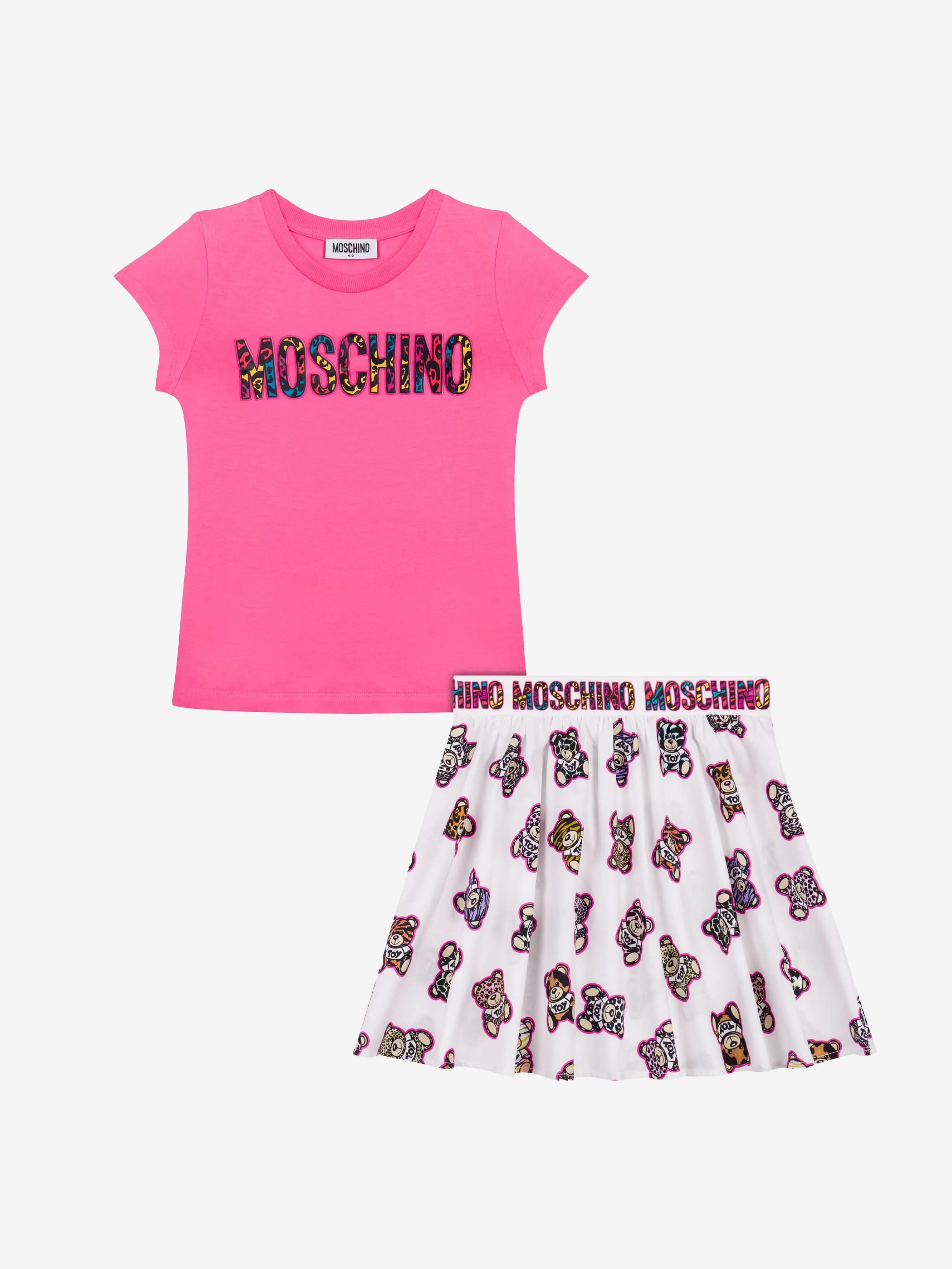 Moschino Girls T-Shirt And Skirt Set in Multicolour