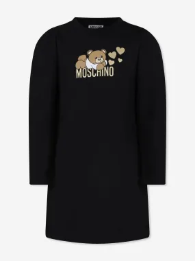 Moschino Girls Teddy Bear Jersey Dress in Black