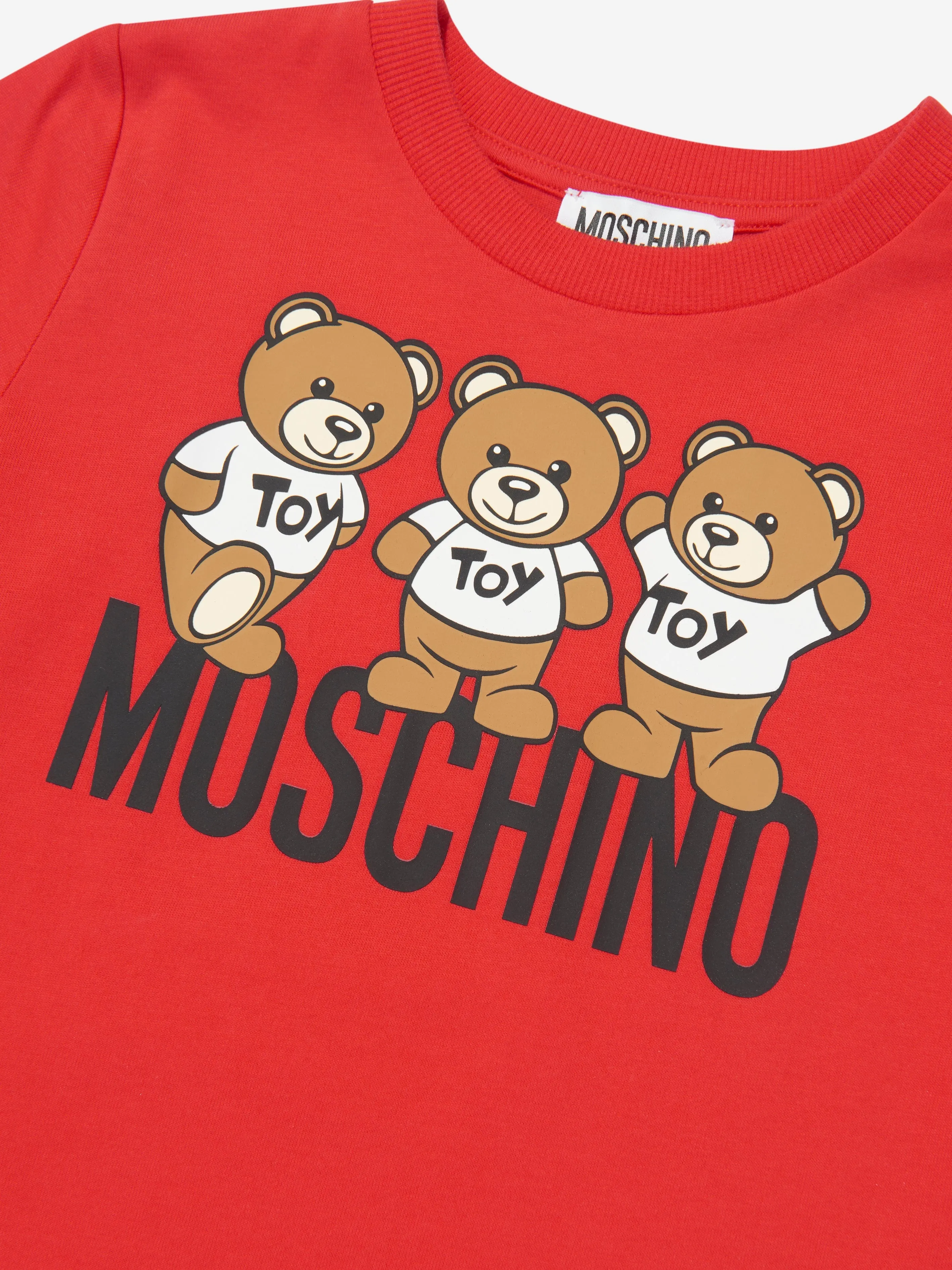 Moschino Kids Teddy Bear Logo T-Shirt in Red