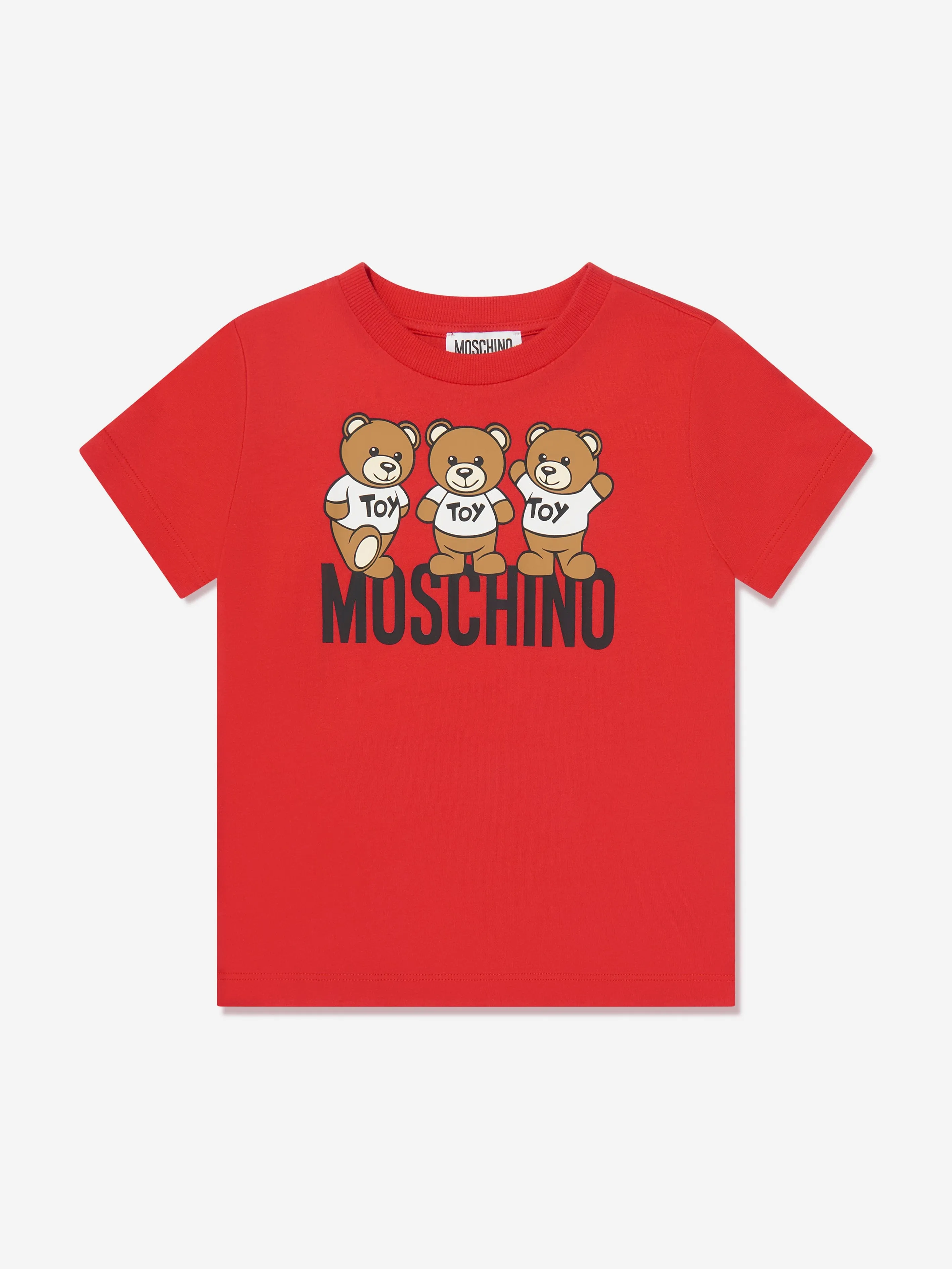 Moschino Kids Teddy Bear Logo T-Shirt in Red