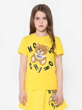 Moschino Kids Teddy Bear Logo T-Shirt in Yellow