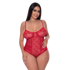 MS With Love Teddy wSnap Crotch Red QS