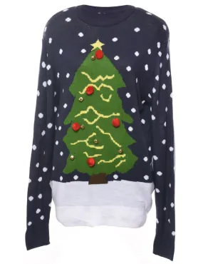 Navy Christmas Jumper - L