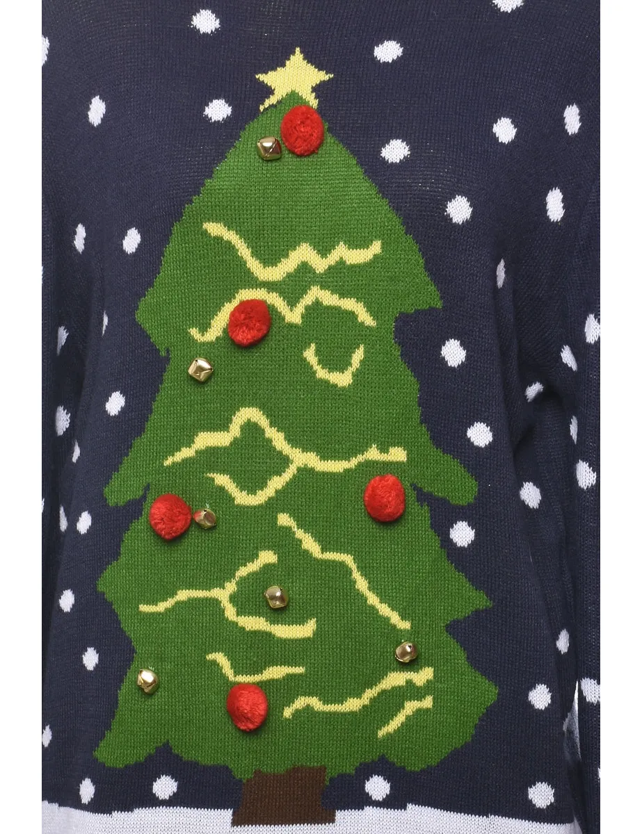 Navy Christmas Jumper - L