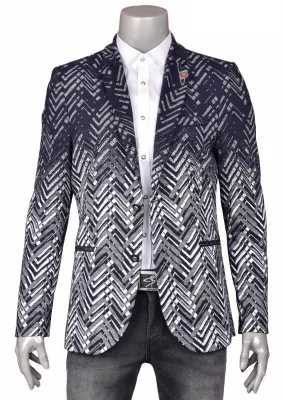 Navy Enzo Degraded Knit Blazer