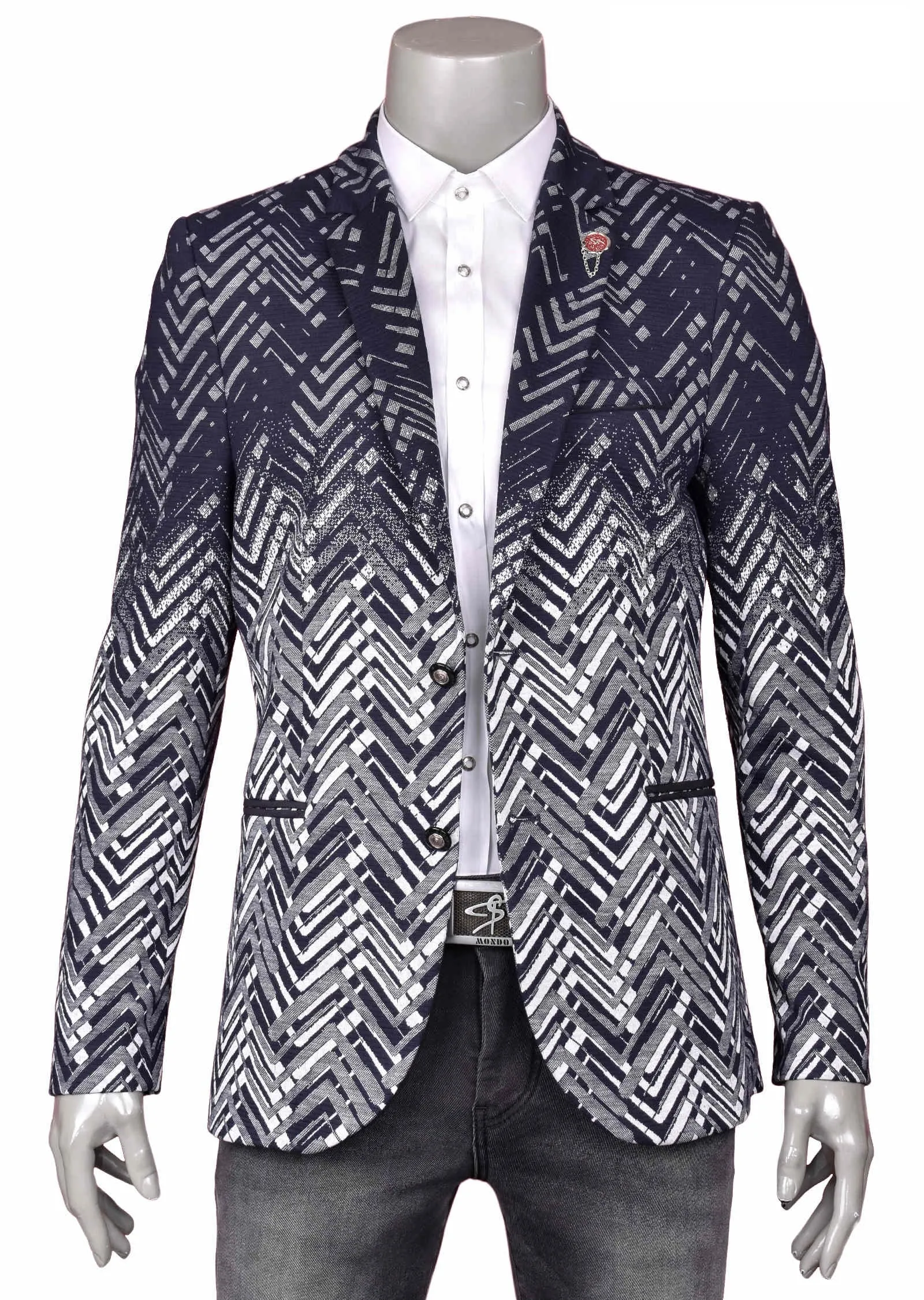 Navy Enzo Degraded Knit Blazer