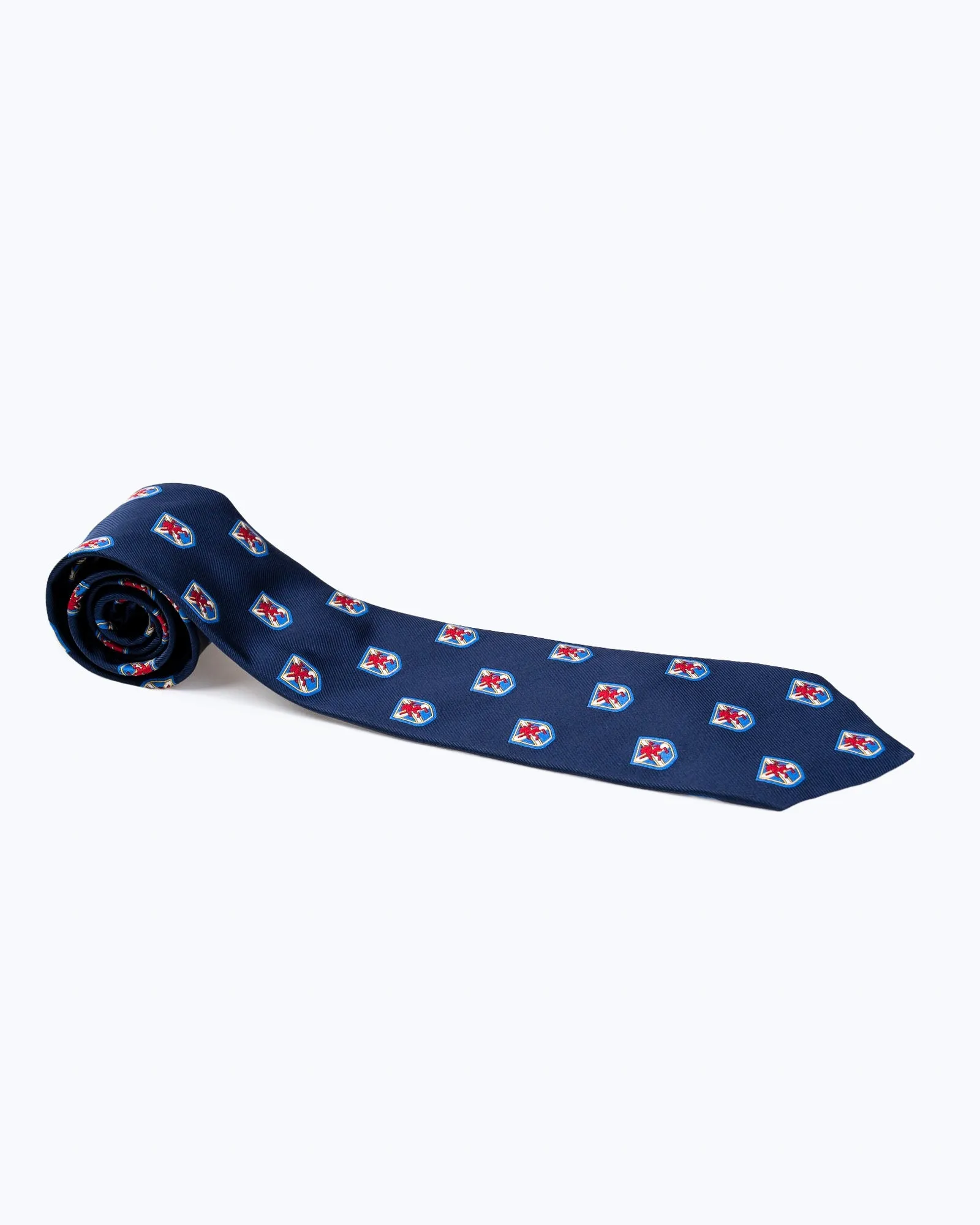 Navy Ground Coat of Arms Motif Necktie