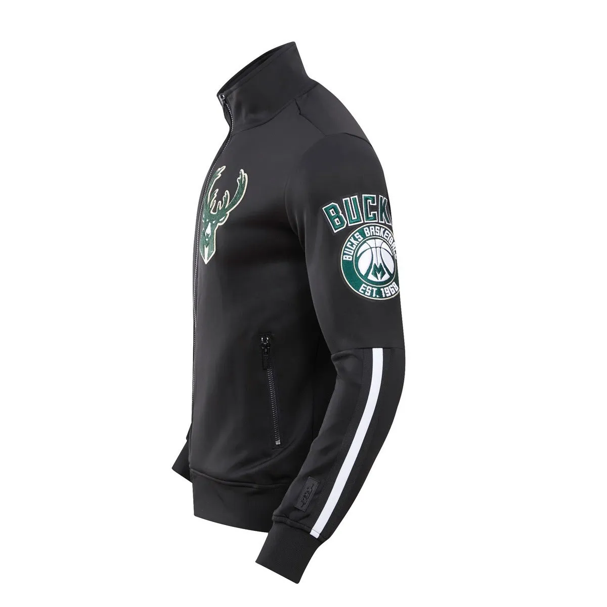 NBA MILWAUKEE BUCKS CLASSIC MEN'S TRACK JACKET (BLACK)