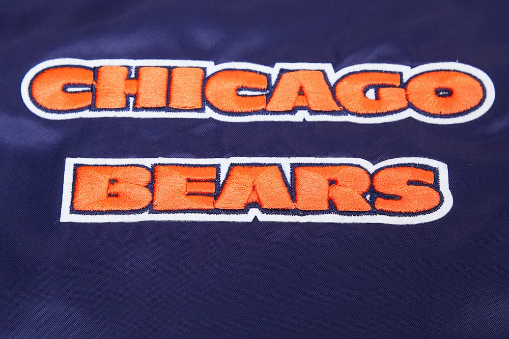 NFL CHICAGO BEARS RETRO CLASSIC MEN'S RIB SATIN JACKET (MIDNIGHT NAVY/ORANGE/MIDNIGHT NAVY)