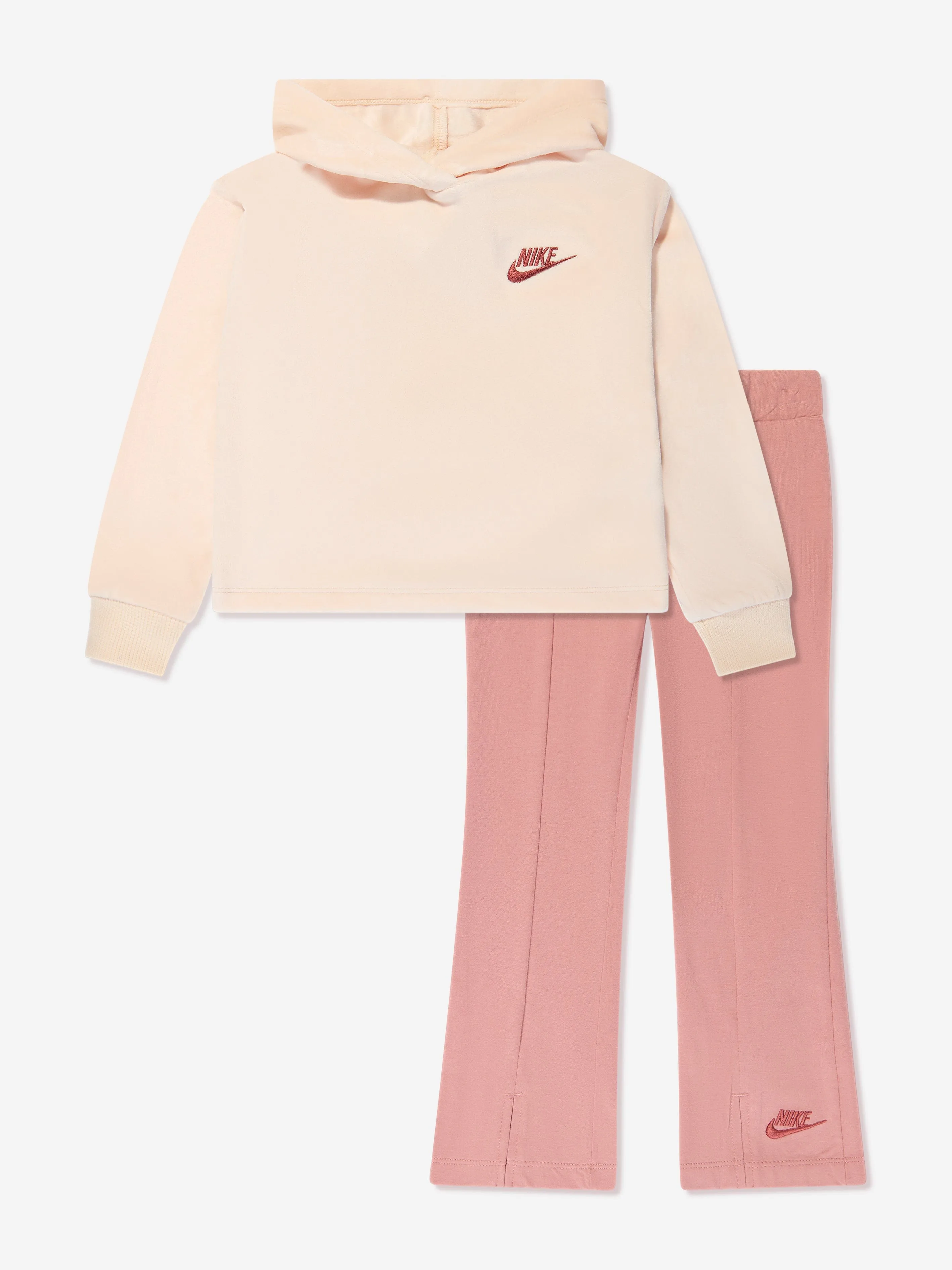 Nike Girls Home Swoosh Hoodie Set in Pink