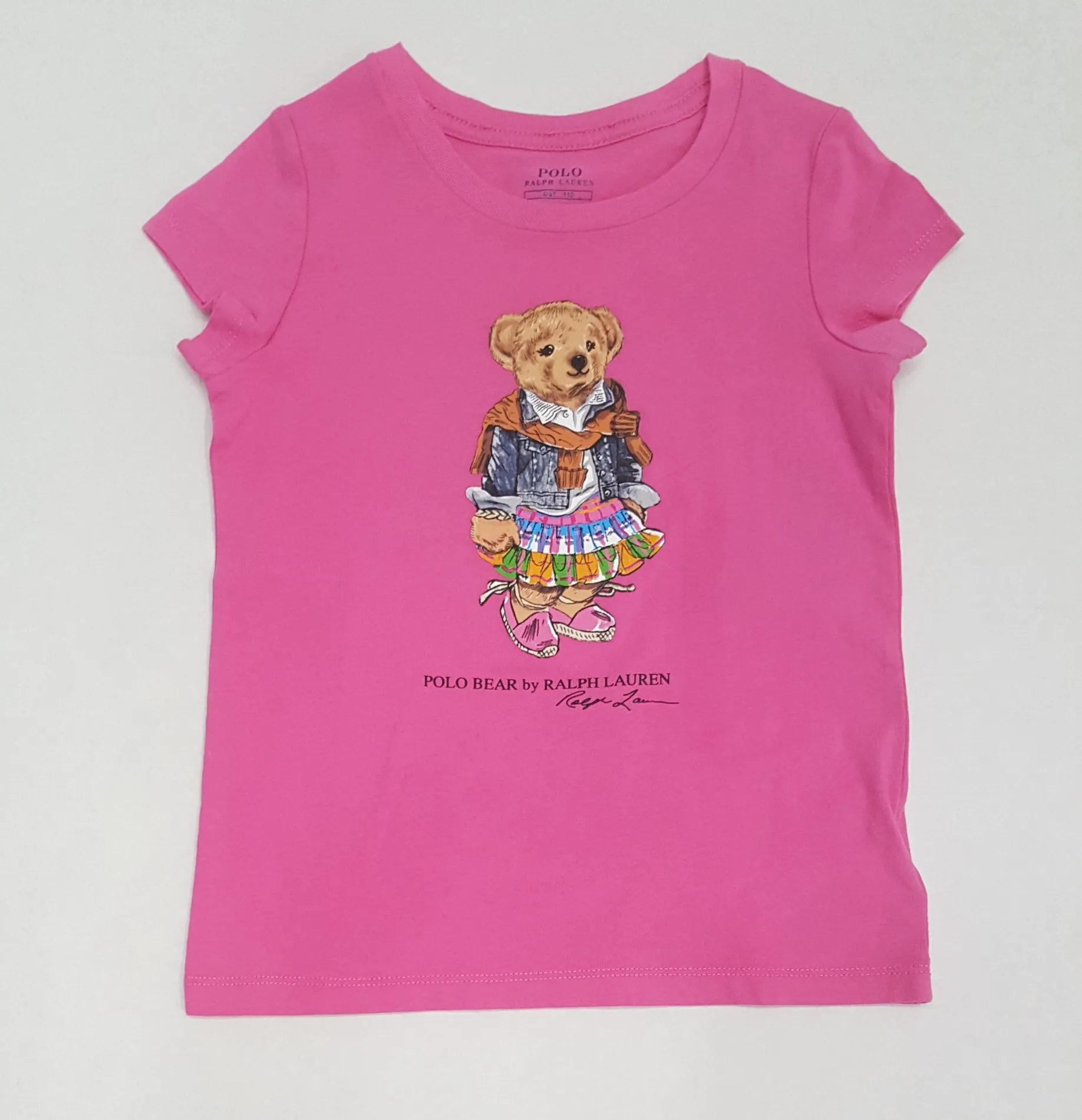 Nwt Kids Polo Ralph Lauren Pink Female Bear GIRLS Tee (2T-7T)