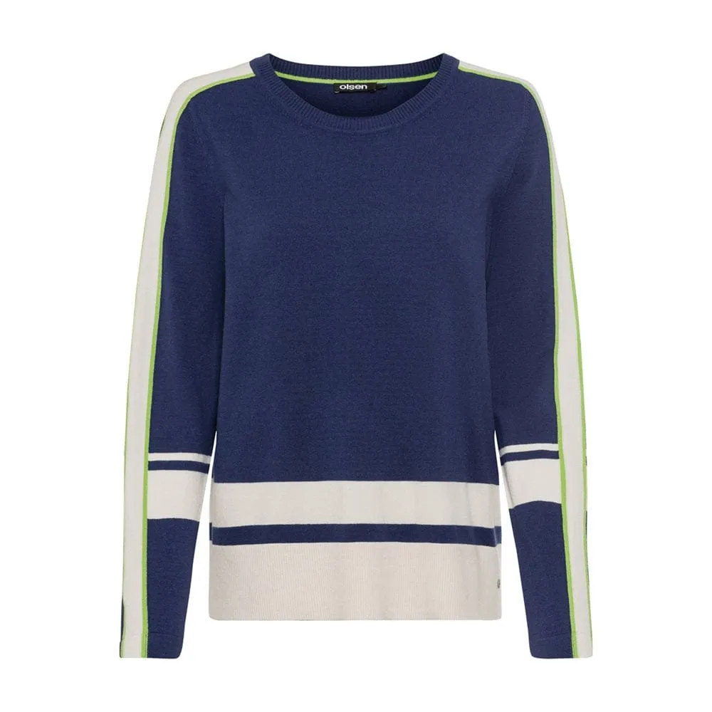 Olsen crew neck jumper in Henny fit in Indigo