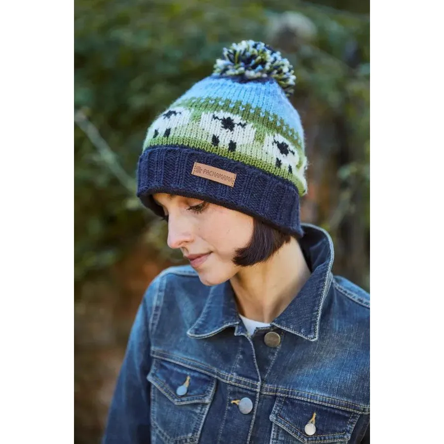 Pachamama Flock of Sheep Roll Back Bobble Beanie