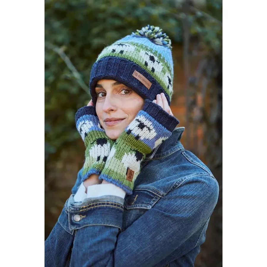 Pachamama Flock of Sheep Roll Back Bobble Beanie